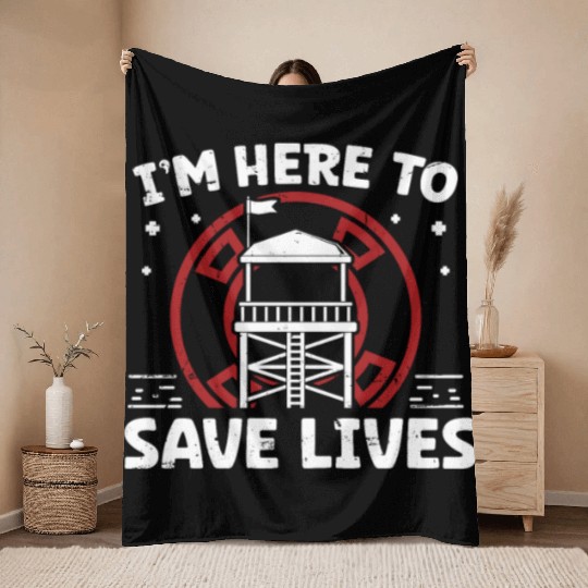 Lifeguard here to save lives swimming pool guard Throw Blankets