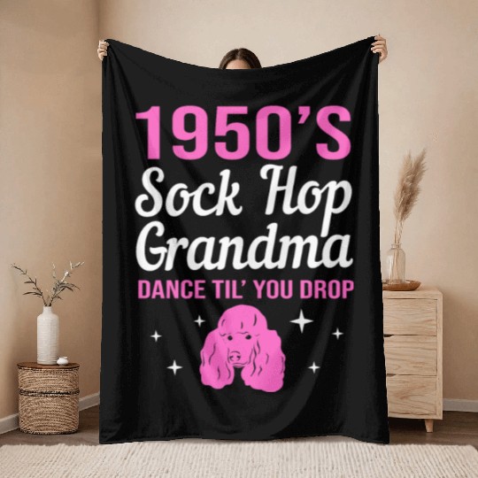 Retro Dance 1950s Sock Hop Dancing Grandma Throw Blankets
