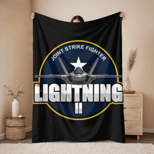 F35 Lightning 2 Patch Small logo red Throw Blankets