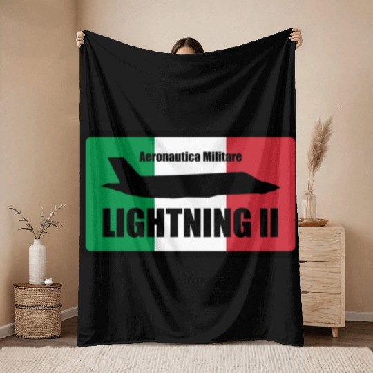 Italian F35 Lightning Small logo trending Throw Blankets