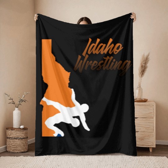 Idaho Wrestling (State Colors) Throw Blankets