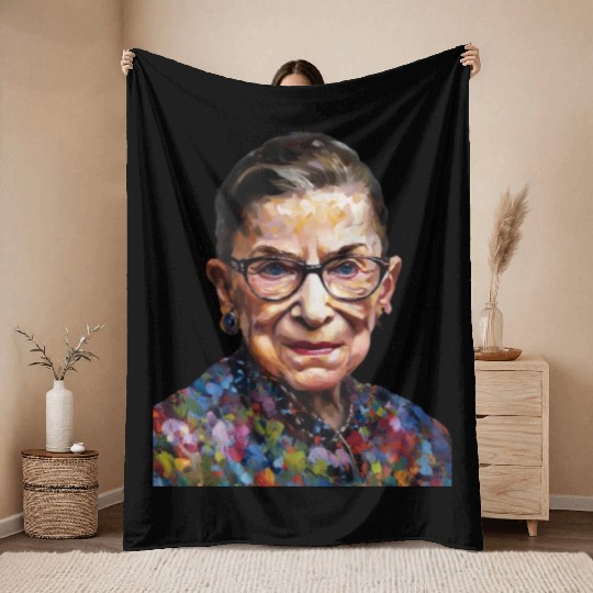 Ruth Bader Ginsburg portrait in a Monet style Throw Blankets