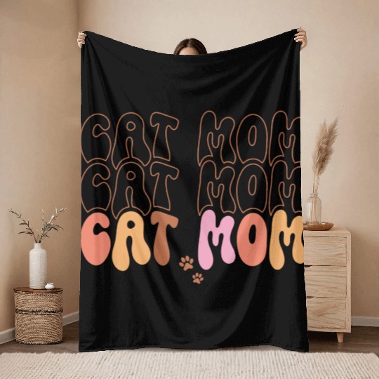 Cat Mom Quotes Throw Blankets