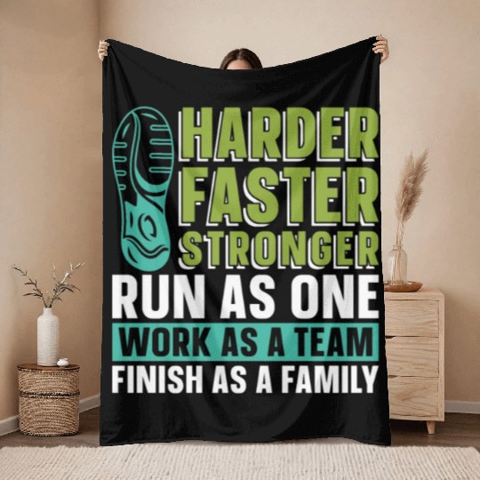 Cross Country Running Harder Faster Stronger Race Throw Blankets