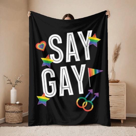 Gay Rights Rainbow Pride Month LGBTQ Gay Pride Throw Blankets