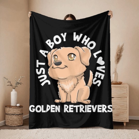 Golden Retriever Dog Lover Kawaii Throw Blankets