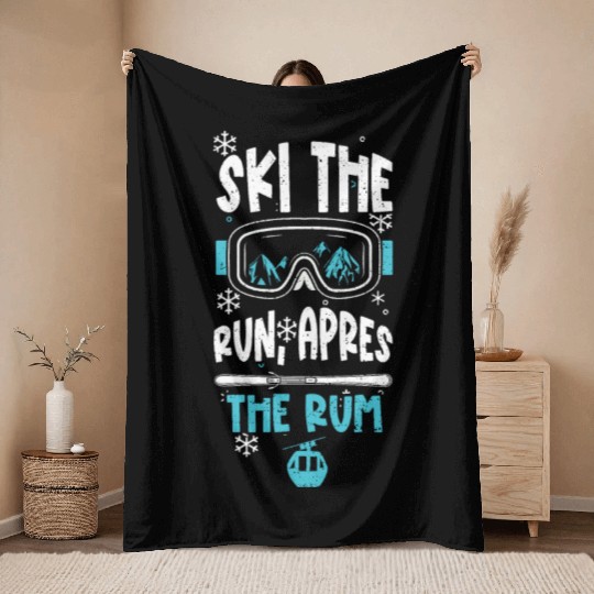 Ski the run, apres the rum Throw Blankets