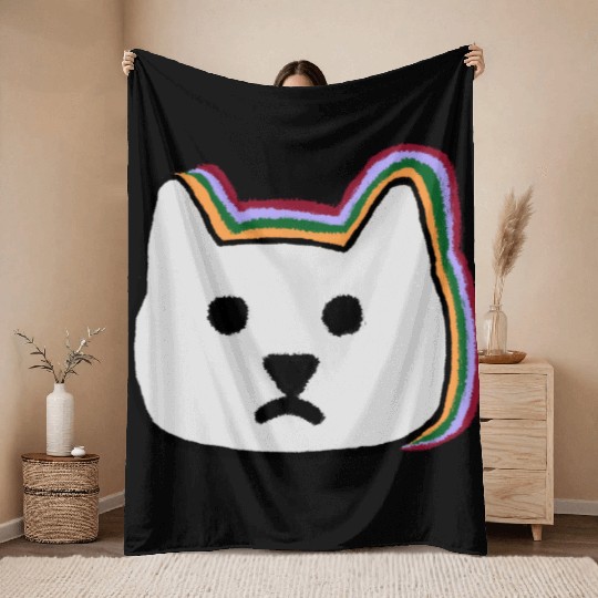 cat face Throw Blankets