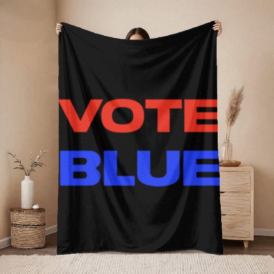Vote Blue Democratic Party Liberal Voting Throw Blankets