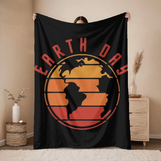 earth day 2023 vintage design Throw Blankets for