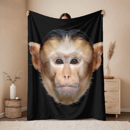 Capuchin Monkey Face Throw Blankets