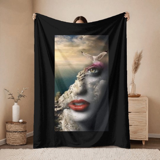 la femme et le nature Throw Blankets