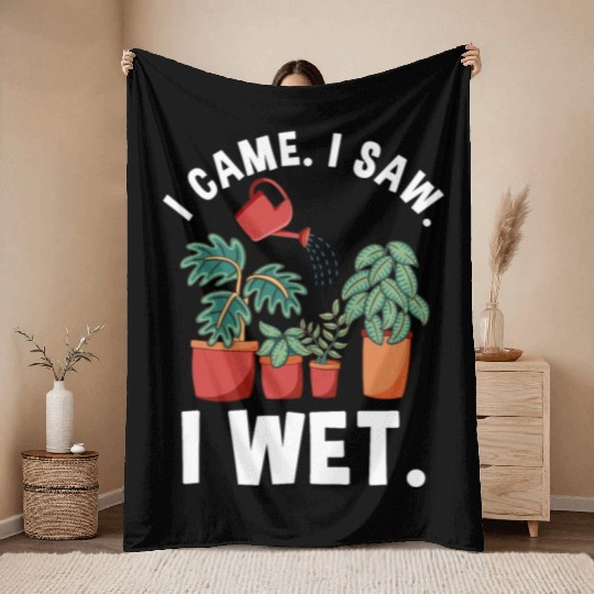 Funny Garden Plant Wet Plants Throw Blankets