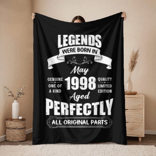 Legends Were Born In May 1998 Birthday Throw Blankets