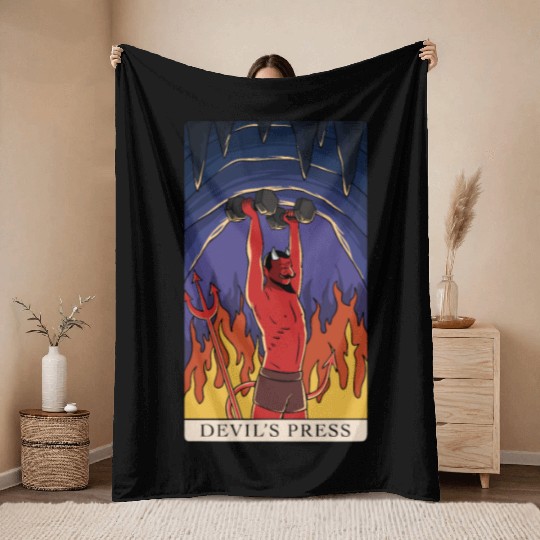 Tarot Devils Press Fitness Gym Bodybuilding Throw Blankets