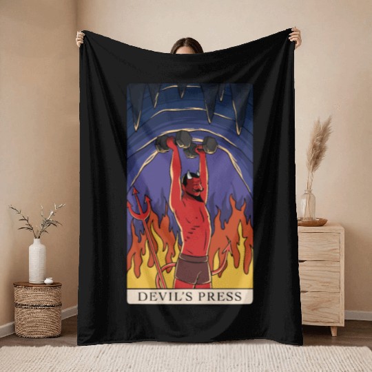 Tarot Devils Press Fitness Gym Bodybuilding Throw Blankets