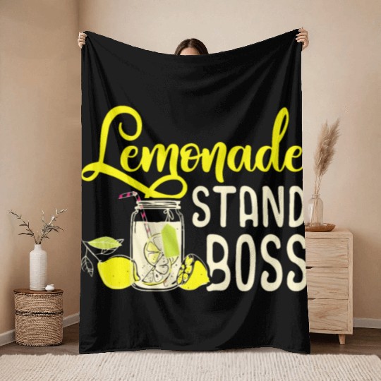 Lemonade Stand Boss Funny Lemon Juice Businesslemo Throw Blankets