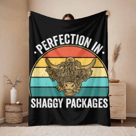 Perfection In Shaggy Packages Highland Cow Throw Blankets