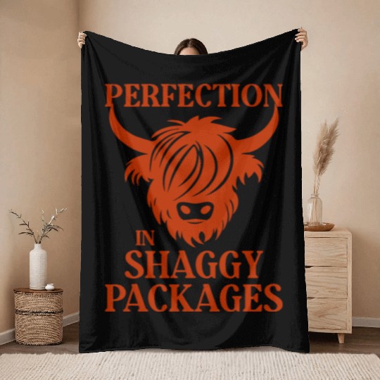 Perfection In Shaggy Packages Highland Cow Throw Blankets