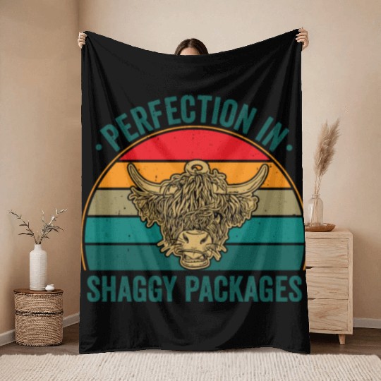 Perfection In Shaggy Packages Highland Cow Throw Blankets