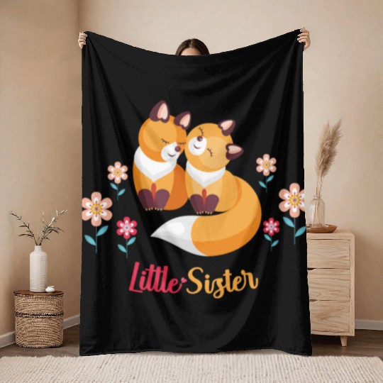 Cute Fox Siblings Gift for Little Sister Throw Blankets
