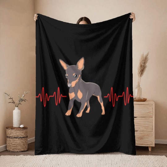 Miniature Pinscher Dog Heartbeat Min Pin Throw Blankets