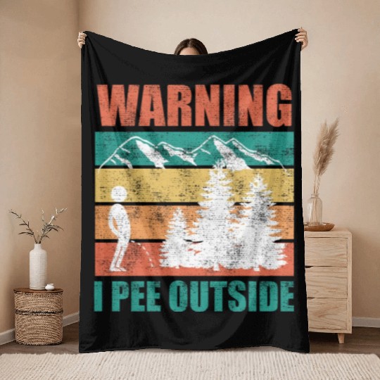 Wanderlust funny I love peeing outside Throw Blankets