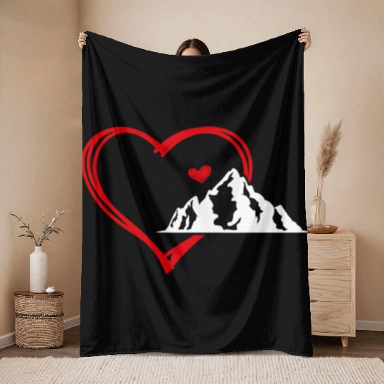 Mountain love Wanderlust Mountains Hiker Summit Throw Blankets