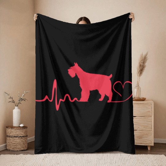 Schnauzer Dog Heartbeat Miniature Schnauzer Throw Blankets