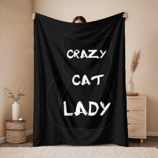 Crazy cat lady Throw Blankets