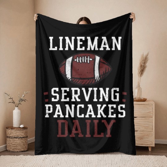 Lineman Serving Pancakes Daily Throw Blankets