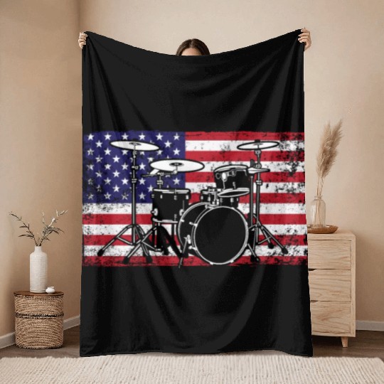 Patriotic 4th of July Drum American Drummer USA Throw Blankets