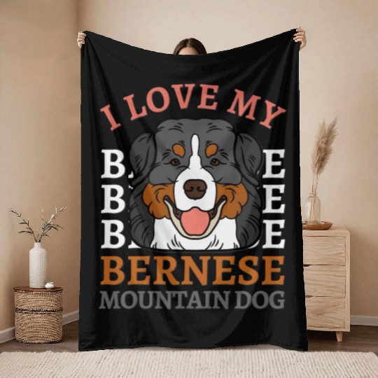 Bernese Mountain Dog cute mom of Bernese Mountain Throw Blankets