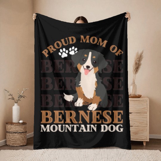Bernese Mountain Dog mom of Bernese Mountain dogs Throw Blankets