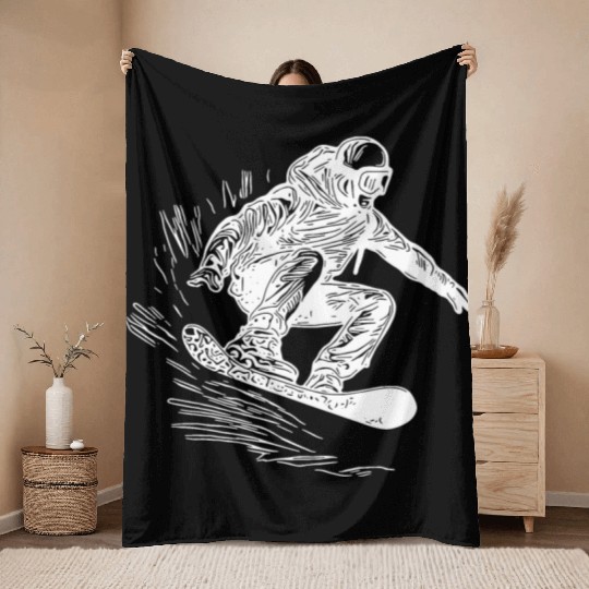 Snowboarding Jump Style Crass Snowboard Move Throw Blankets