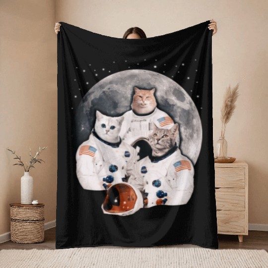 Catstronauts Funny Cat Lover Astronaut Galaxy Men Throw Blankets