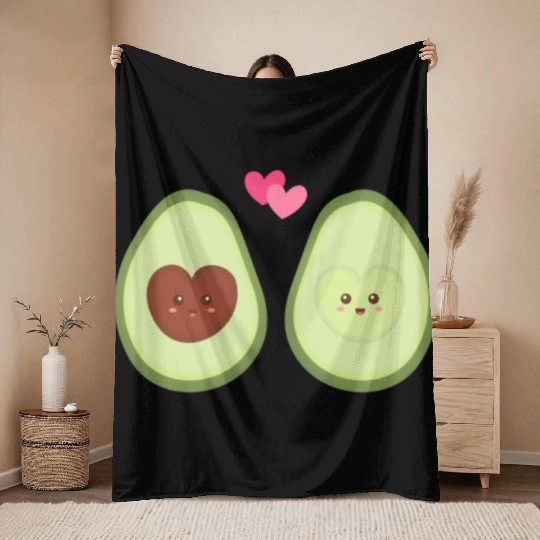 Cute Avocado In Love Throw Blankets