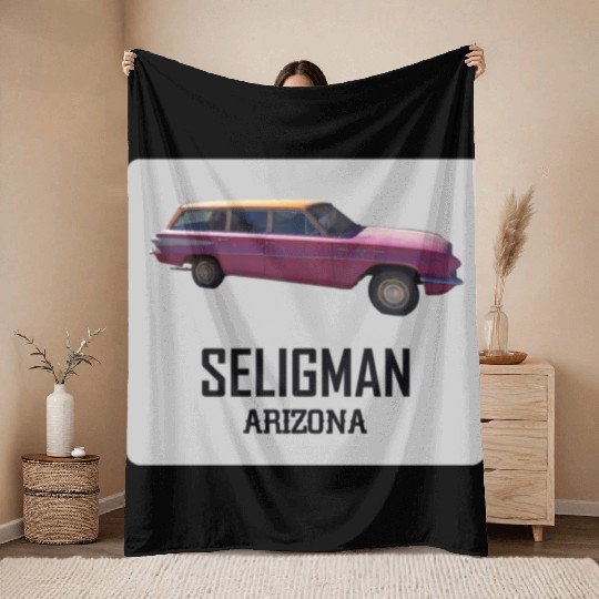 Old car city of Seligman in Arizonna, US Route 66 Throw Blankets