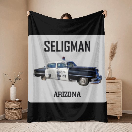 Old car city of Seligman in Arizonna, US Route 66 Throw Blankets