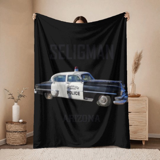 Old car city of Seligman in Arizonna, US Route 66 Throw Blankets