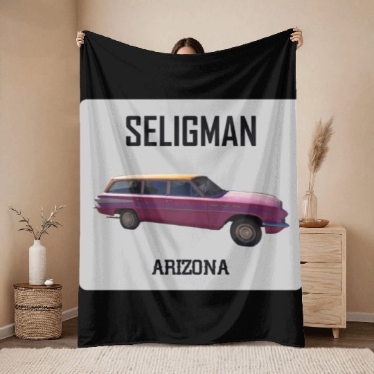 Old car city of Seligman in Arizonna, US Route 66 Throw Blankets