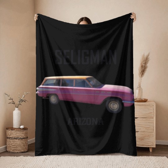 Old car city of Seligman in Arizonna, US Route 66 Throw Blankets