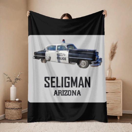 Old car city of Seligman in Arizonna, US Route 66 Throw Blankets