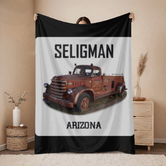 Old car city of Seligman in Arizonna, US Route 66 Throw Blankets