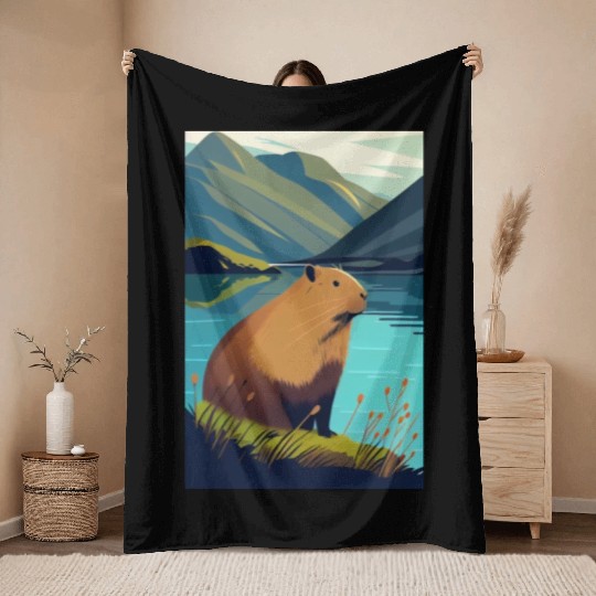 Capybara Nature Capibara Throw Blankets