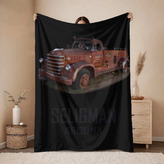 Old car city of Seligman in Arizonna, US Route 66 Throw Blankets