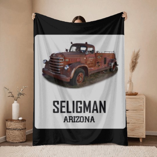 Old car city of Seligman in Arizonna, US Route 66 Throw Blankets