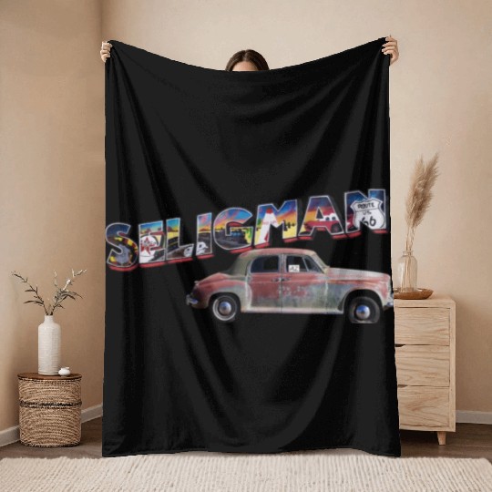 Old car city of Seligman in Arizonna, US Route 66 Throw Blankets