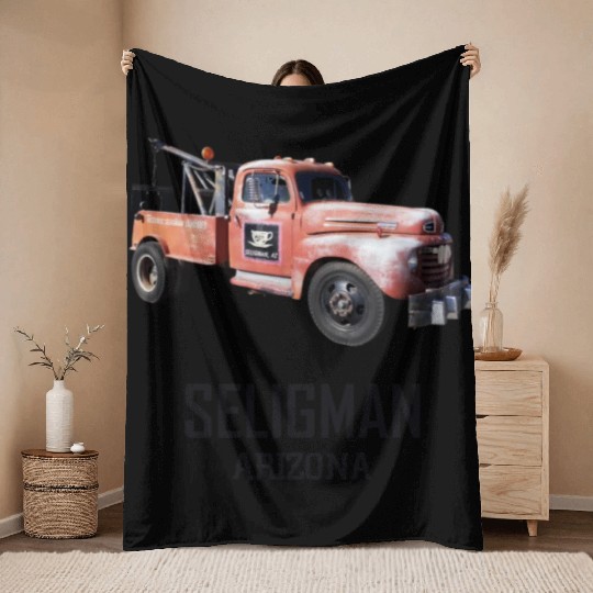 Old car city of Seligman in Arizonna, US Route 66 Throw Blankets