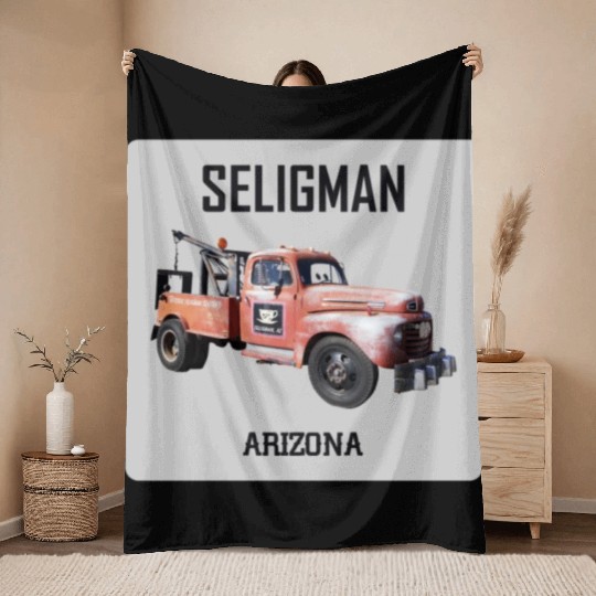 Old car city of Seligman in Arizonna, US Route 66 Throw Blankets